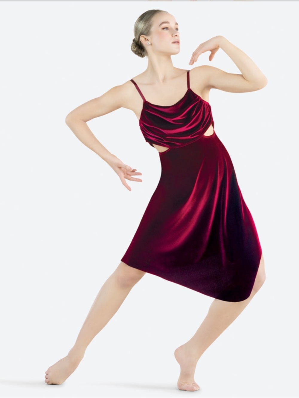 Revolution Dance Costume Burgundy Velvet Dress AS IT UNFOLDS sz  MA
